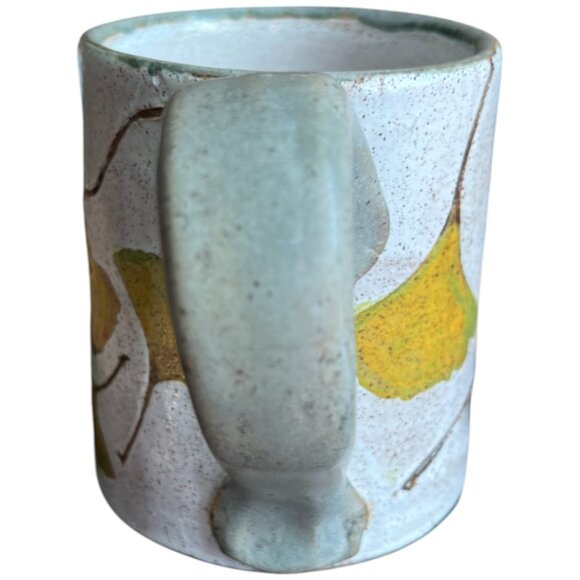 Gorgeous Handmade Ginkgo Leaf Pottery Mug – Signed Studio Ceramic I Matte Glaze - Picture 8 of 12